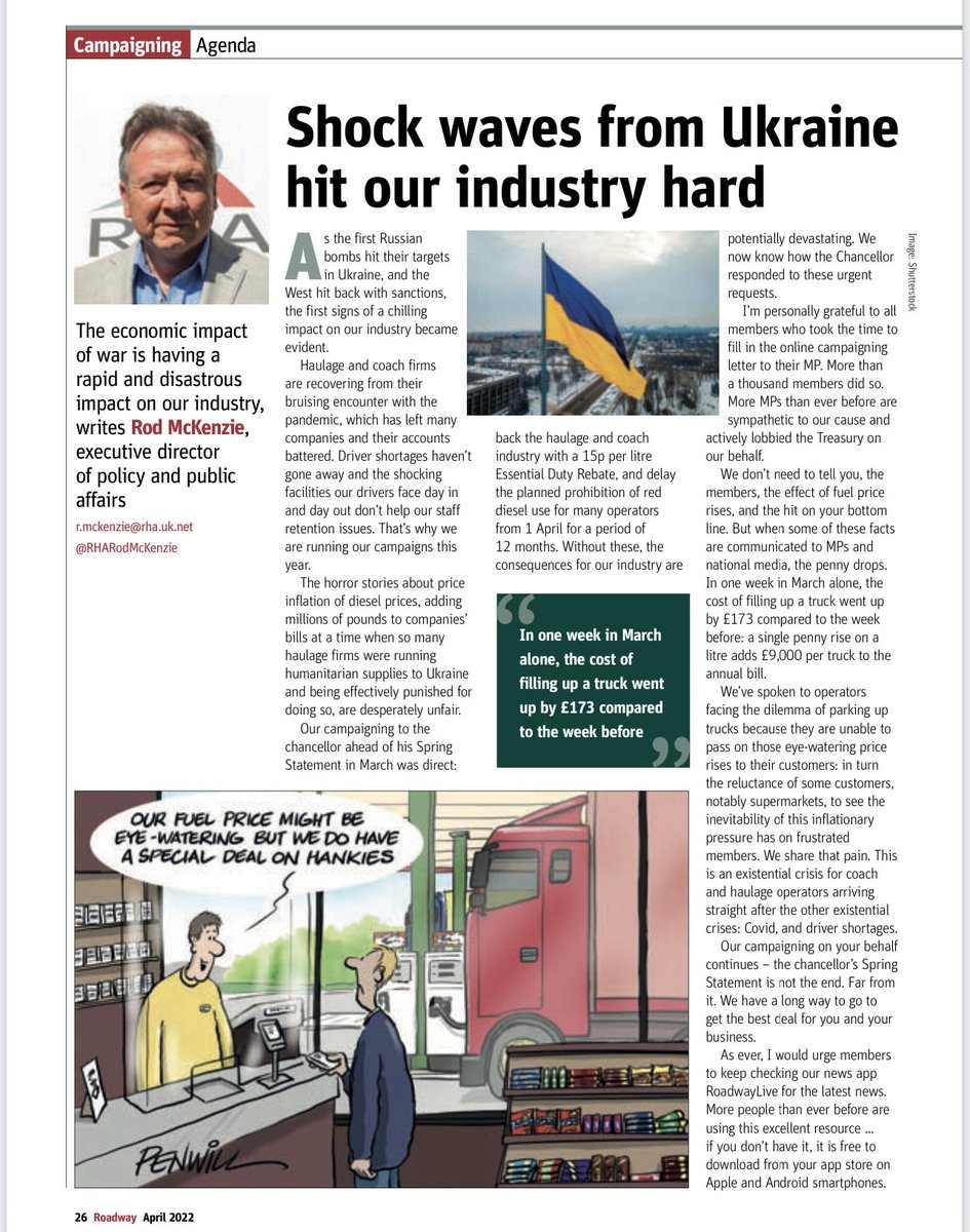 RodMcKenzieNews's tweet photo. My view on fuel prices for trucks and coaches in aftermath of #springstatement22 - from Roadway magazine @RHANews https://t.co/QUuCfKoHyX