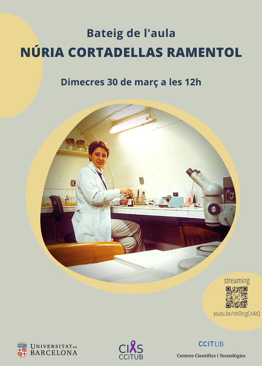 ccitub's tweet photo. #AulesUBambnomdona | Bategem l'aula #CCiTUB amb el nom "Núria Cortadellas Ramentol", que va ser Cap de Microscòpia Electrònica #CCiTUB @CampusClinic @UniBarcelona  
 
🗓️Dia 30/3 a les 12h
👉https://t.co/gGjSDbl0IZ
📺https://t.co/UbOI665GjL

#ComissioIgualtatCCiTUB 
@igualtatUB https://t.co/752Kxz52SS