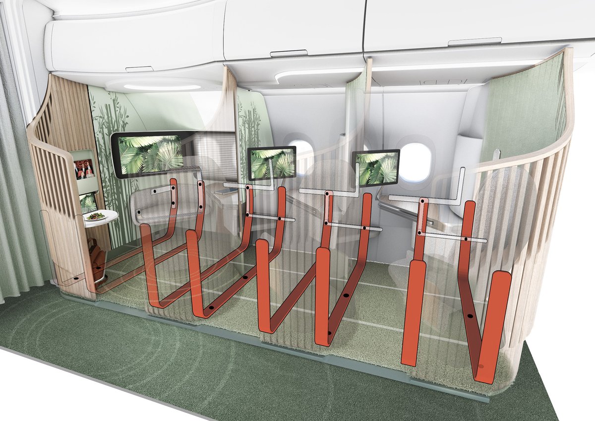 .<a href="/TEAGUE1926/">Teague</a> and <a href="/NORDAM_/">NORDAM</a> have collaborated to create Elevate, an innovative single-aisle interior that uses ‘floating’ furniture to offer passengers more space, privacy, and comfort...in a more sustainable cabin.🤩✈️

teague.com/insights/aviat…