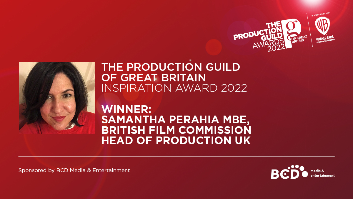 ProductionGuild's tweet image. The PGGB Inspiration Award sponsored by @BCDTravel is presented to Samantha Perahia MBE, @filminuk_BFC Head of Production UK, for the guidance, advice &amp;amp; support she has given to UK film &amp;amp; HETV production: bit.ly/3qWQUaP

Congratulations, Samantha!

#PGGBAwards