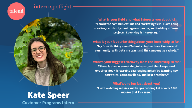 Intern Spotlight: This week we got to hear from Kate, our Customer Programs Intern, &amp; why she's loving her experience in #TeamTalend. To know more about life <a href="/talend/">life</a>, go to talend.com/careers or reach out to start a conversation. #TalendInterns #wevaluepeople #WEAREHIRING