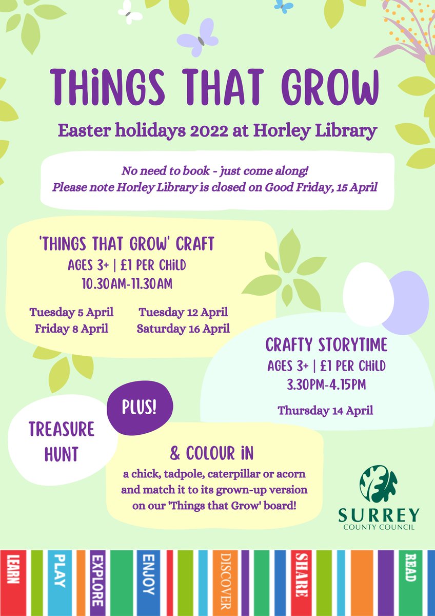 HorleyLibrary's tweet photo. Our theme for the Easter holidays is THINGS THAT GROW! 🐣🌱🌻 We have so much FUN planned, come and join us! Full details: https://t.co/oy4BeUmf6o
@SurreyLibraries https://t.co/M3skcyKreZ