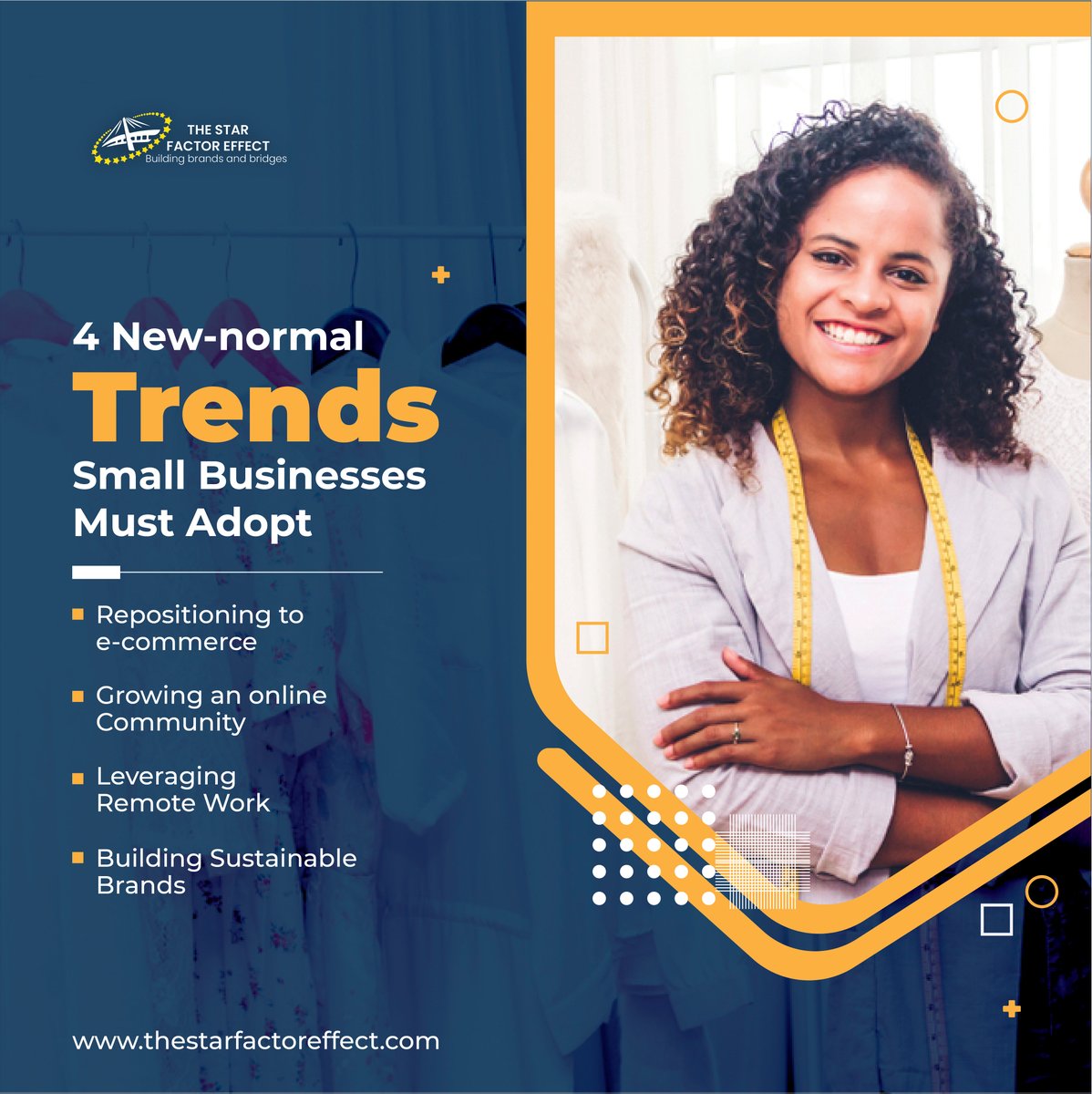 Looking for new ways to maintain your brand and build a competitive business? 

Here are 4 new-normal trends you should adopt to build a competitive brand.

Need help? Book a free consultation with us today! thestarfactoreffect.com/consultation/ 

#businesstrends #smb #business #tsfe