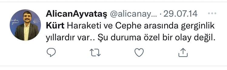vaziyetcomtr's tweet photo. CHP Gençlik Kolları Genel Başkan İletişim Danışmanı Alican Ayvataş'ın PKK'ya "Kürt Hareketi", DHKPC'ye "cephe", CHP'ye "katliamcı", Seyit Rıza'ya "general" dediği tweet'ler gündem oldu. 

Ayvataş, Türkiye'nin terör operasyonları için de "katliam" ifadelerini kullandı. https://t.co/GaHl2ulnTF