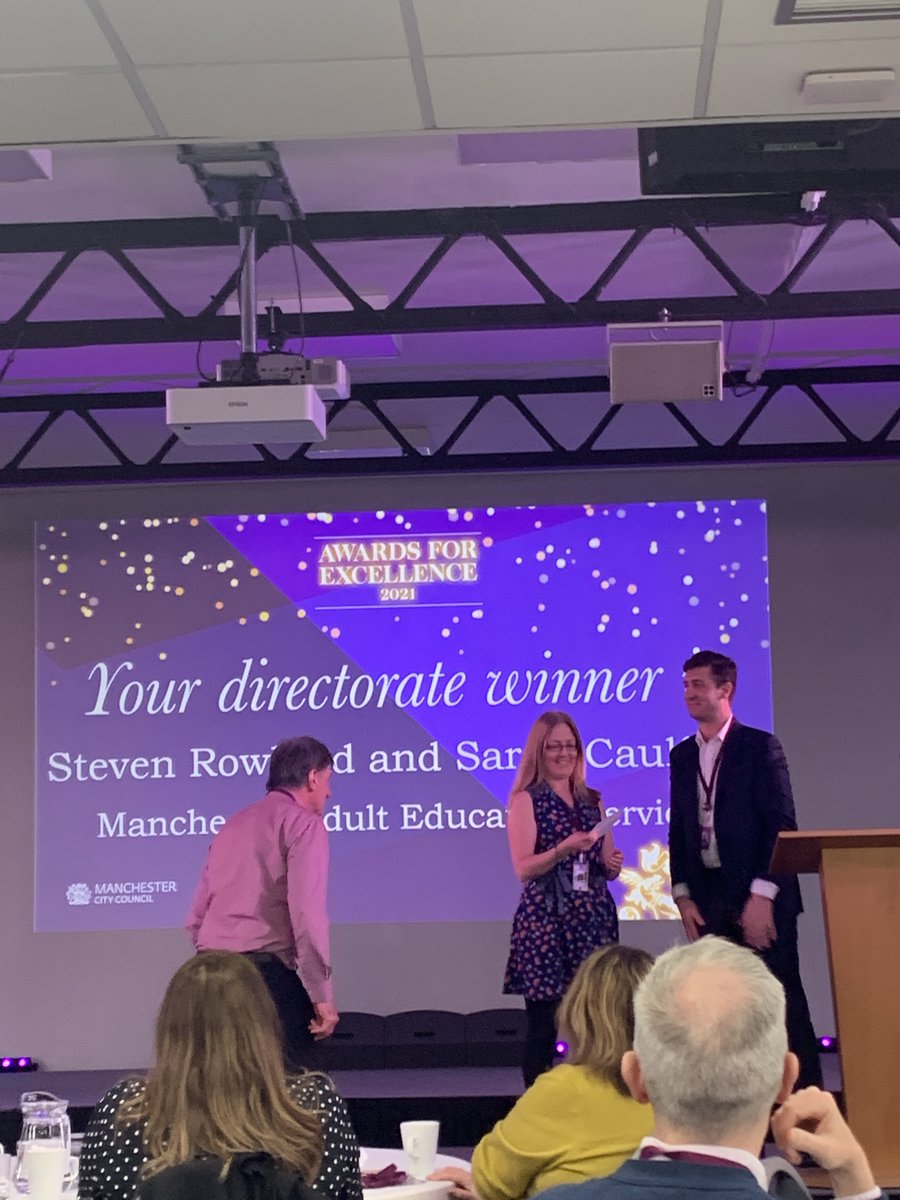 ManAdultEd's tweet image. What a wonderful day we had at the Growth &amp;amp; Development Awards for Excellence.

2 wins (Team of the Year for Careers and the E+D award for our work on Let’s Talk Racism) and 1 finalist (Digital Skills team)

Thoroughly well-deserved, you absolute legends!

#ExcellenceAwards