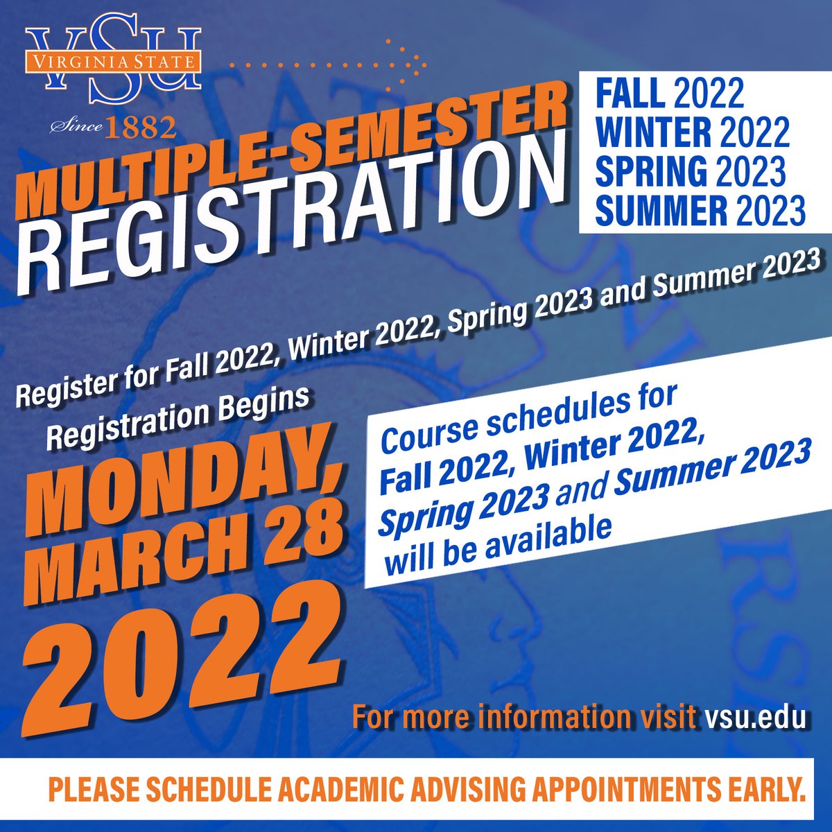 Multiple Semester Registration:
Fall 2022 - Summer 2023