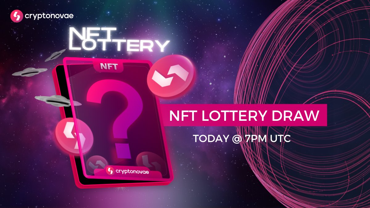 Crypto_novae's tweet photo. The Cryptonovae #NFT lottery is happening today at 7pm UTC.

You still have time to participate!

Learn more:
https://t.co/QdxZvUix75

The draw will take place on our Discord and we will also have an AMA session right after!

Join us there: https://t.co/3m6sIPpiGI https://t.co/hwLFn1U9Z6