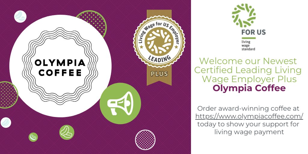 LW4US's tweet photo. We are excited to announce @OlympiaCoffee as our newest certified living wage employer!  Like, share, and shop award winning coffee at Olympia Coffee to support them as they pay a living wage for all their workers!
#specialtycoffee #livingwage #LW4US #Coffee https://t.co/fkhhppZwbk
