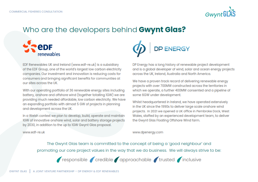 FLAGPembs's tweet image. Gwynt Glas Fisheries Consultation