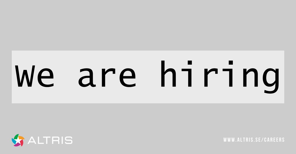 Altris_AB's tweet photo. As a part of our continued rapid expansion, @Altris_AB is now recruiting several research engineers.

Full details of the positions and requirements can be read on our careers site: https://t.co/dGBZUUlbCd 

#wearehiring #jobopportunities #batteryjobs https://t.co/N7kuw5JK0i