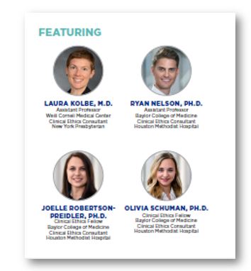 JOIN US ON 3/30 

Our first 2022 virtual #Bioethics #GrandRounds featuring past/present #fellows on the Use of Potentially Manipulative Communication Practices in Surrogate Decision Making – COVID"  
Register: bcm.zoom.us/meeting/regist…