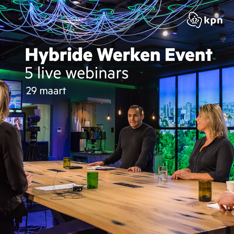 KPNzakelijk's tweet photo. Hybride werken vraagt om een nieuwe manier van werken. Wat betekent dit voor de organisatie? Neem deel aan het live webinar op 29 maart!