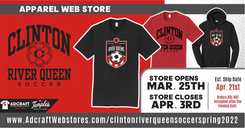 Please share and help support the CHS girls soccer team! adcraftwebstores.com/clintonriverqu…