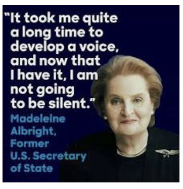 Dear Madeleine, Thank you for speaking out, tirelessly working to make us see different points of view…💋<a href="/USGovNews/">US Government News</a> <a href="/madeleine/">Madeleine Albright</a> #truepersuasion