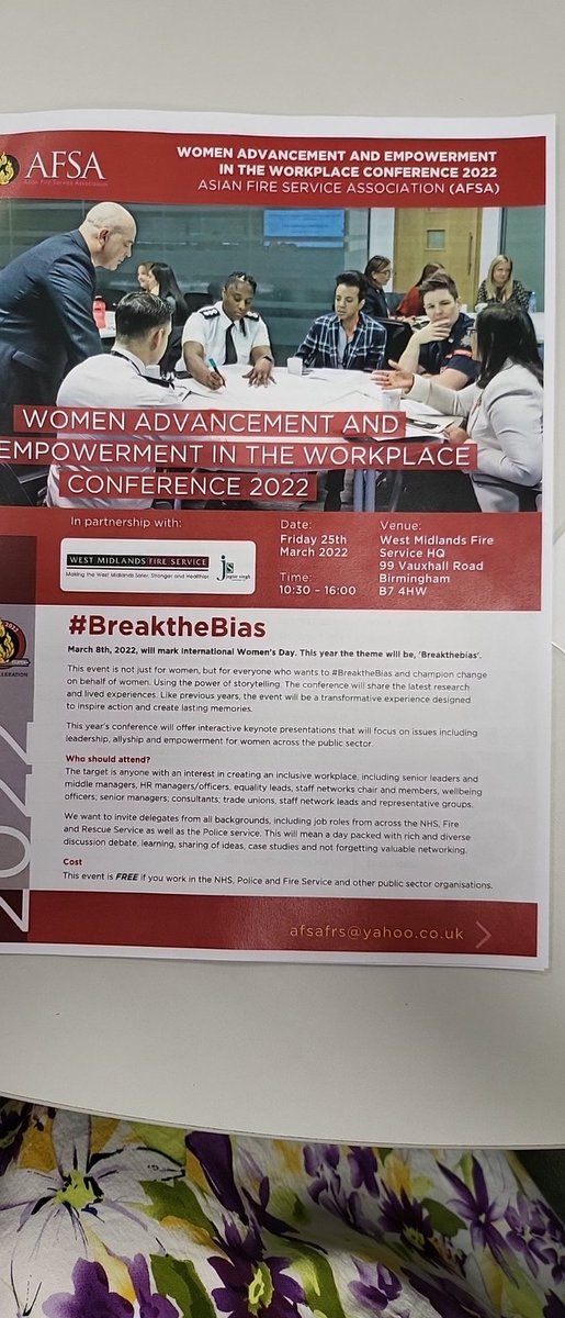 Really pleased to be representing @LondonFire and @WFSUK1 at the @AsianFSA #BreakTheBias Women's Advancement Conference, hearing from some really inspirational women and some fabulous #maleallies