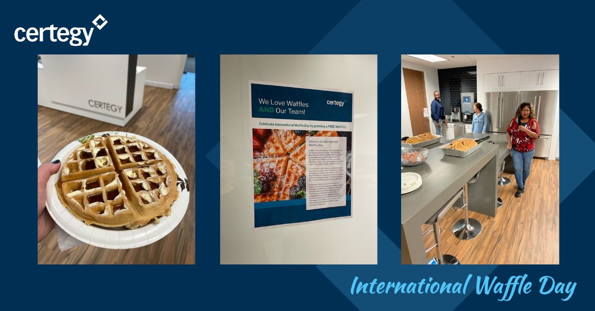 Certegy's tweet photo. There is nothing better than a sunny Friday and waffles at work! Our Certegy employees enjoyed International Waffle Day before heading into the weekend.

#InternationalWaffleDay https://t.co/dz2fXFntOW