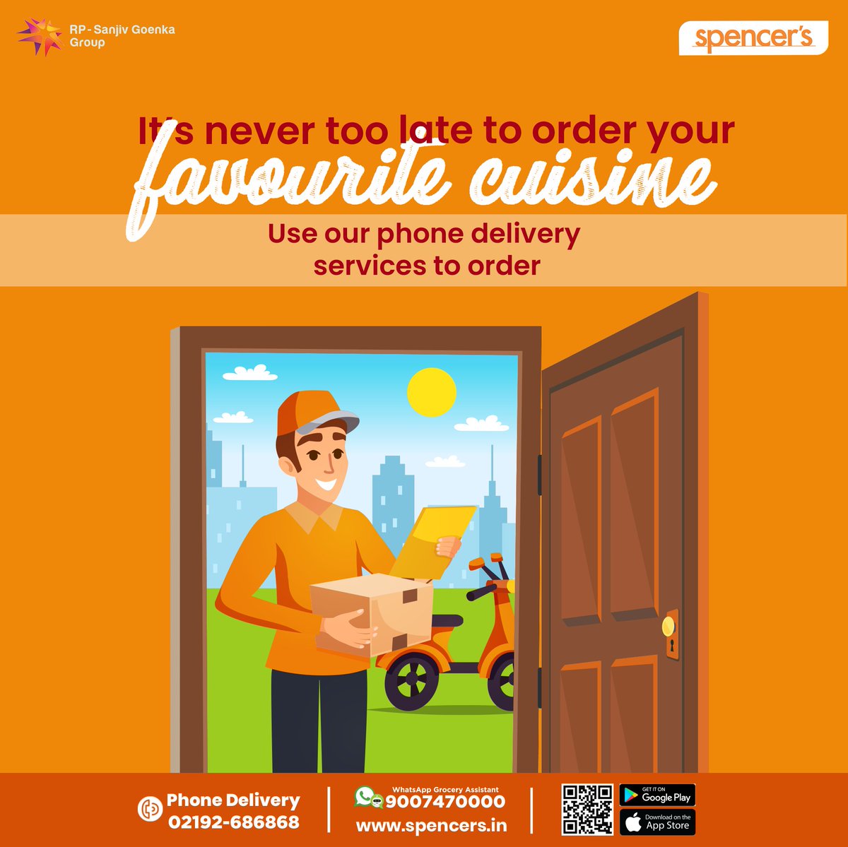 Spencers_Retail's tweet photo. Life is so better with our food delivery service.
Call to order on 02192686868
#PhoneDelivery #Spencers #Retail #SpencersRetail #Service #DeliveryFacility #Delivery https://t.co/4ix6opDWgU