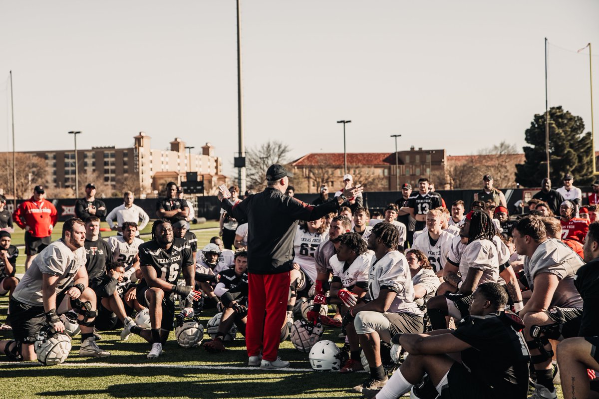TexasTechFB's tweet photo. Two practices in the ๐ and we're just getting started.
#WreckEm https://t.co/dLp1pp3rWk