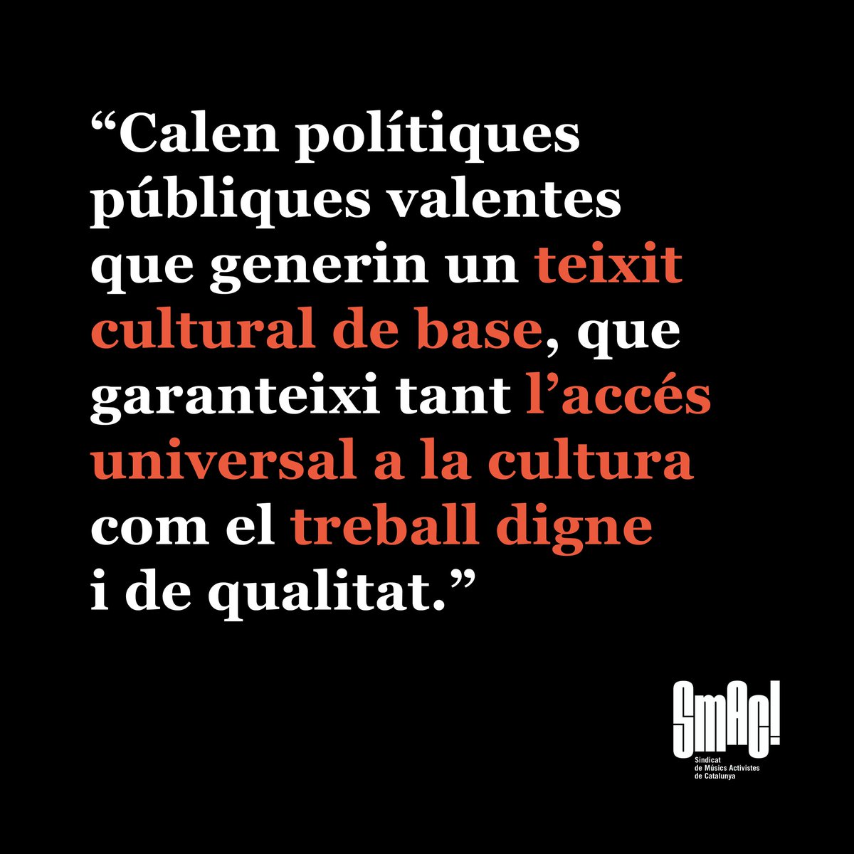Sindicat_SMAC's tweet photo. 📝"Cultura i pandèmia, sortir del foc per caure a les brases"

El passat mes de febrer @La_Directa publicava aquest article escrit per membres d'SMAC! sobre com ha empitjorat la situació de les treballsdores musicals durant la pandèmia.

▶️ https://t.co/5AjuGoLY8s
#directa541 https://t.co/ksO2lrm26a