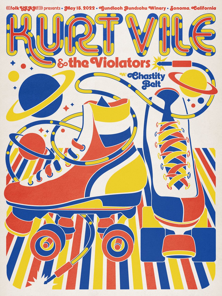 aarondenton's tweet photo. Poster for @KurtVile + @CHAST1TYBELT in Sonoma, California at @gunbunwine. Presented by @folkYEAHevents. https://t.co/kdL0okg8ig