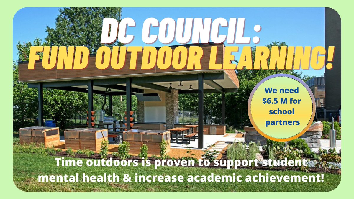UrbanAdvSquad's tweet photo. Research shows time spent outdoors during the school day leads to significant increases in student attention, academic performance, & mental health. #OutdoorLearning isn't a luxury, it's a NECESSITY for healthy school communities #FundOutdoorEd @ChmnMendelson @CMRobertWhiteDC https://t.co/yWa9yGSzjH