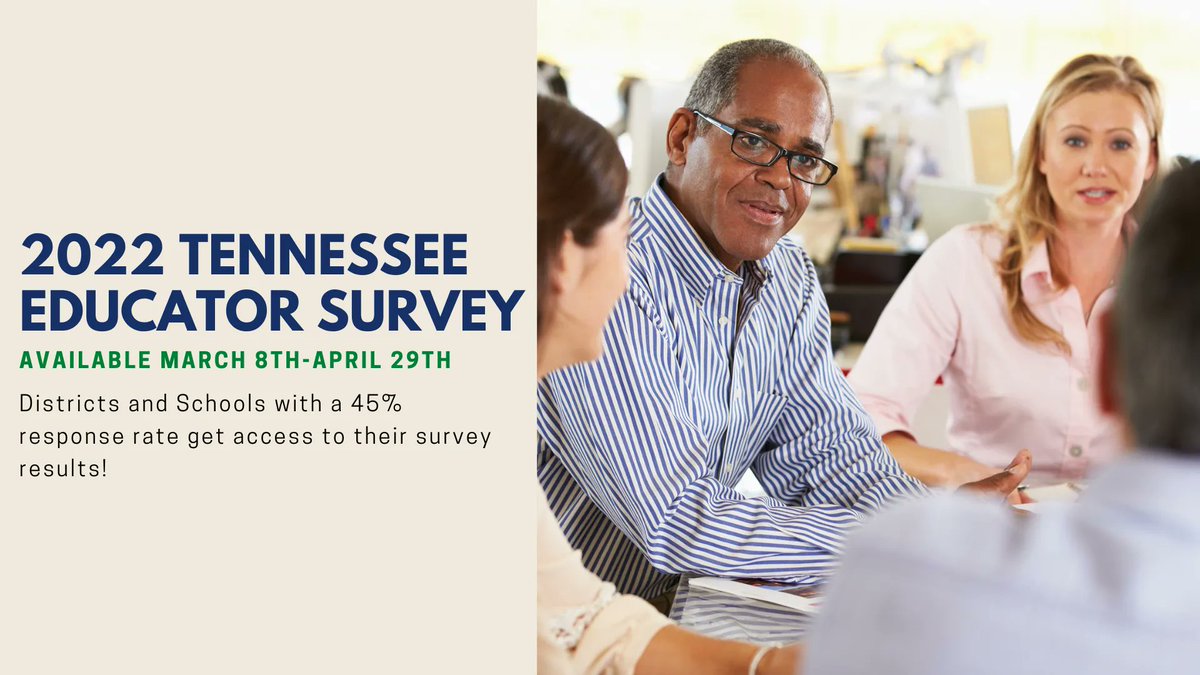 Tennessee Education Research Alliance (TERA) (@tnedresalliance) on Twitter photo TN school leaders - Be sure to take and encourage your teachers to participate in the 2022 #TNEdSurvey to share perspectives about what is working and what can be improved about education in your district. The survey will be available till 04/29! <a href="/TNEdu/">TN Dept of Education</a> <a href="/TNEdResAlliance/">Tennessee Education Research Alliance (TERA)</a> TN school leaders - Be sure to take and encourage your teachers to participate in the 2022 #TNEdSurvey to share perspectives about what is working and what can be improved about education in your district. The survey will be available till 04/29! <a href="/TNEdu/">TN Dept of Education</a> <a href="/TNEdResAlliance/">Tennessee Education Research Alliance (TERA)</a>