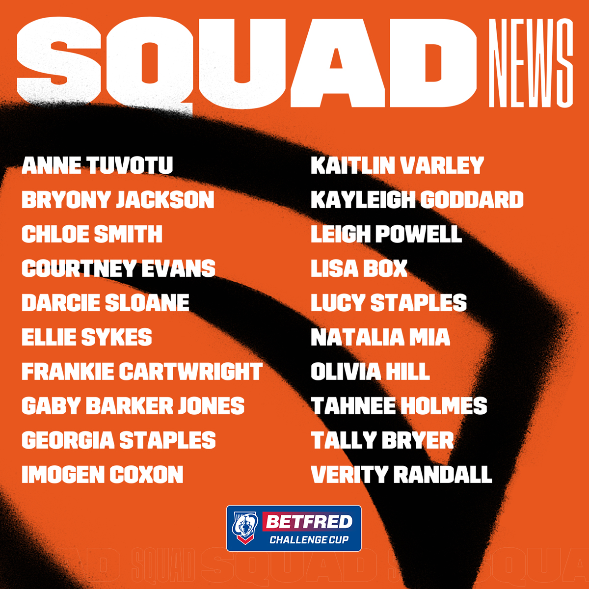 CTRLFCWomen's tweet photo. 🔒 Squad news for Sunday's @TheChallengeCup game is now locked in!

🆚 Oulton Raidettes (@OultonRaidettes)
🕑 2pm KO
📍 Raider Park, Oulton, LS26 8EL

#NewCasEra | #COYF https://t.co/P7Hqwuw0xU