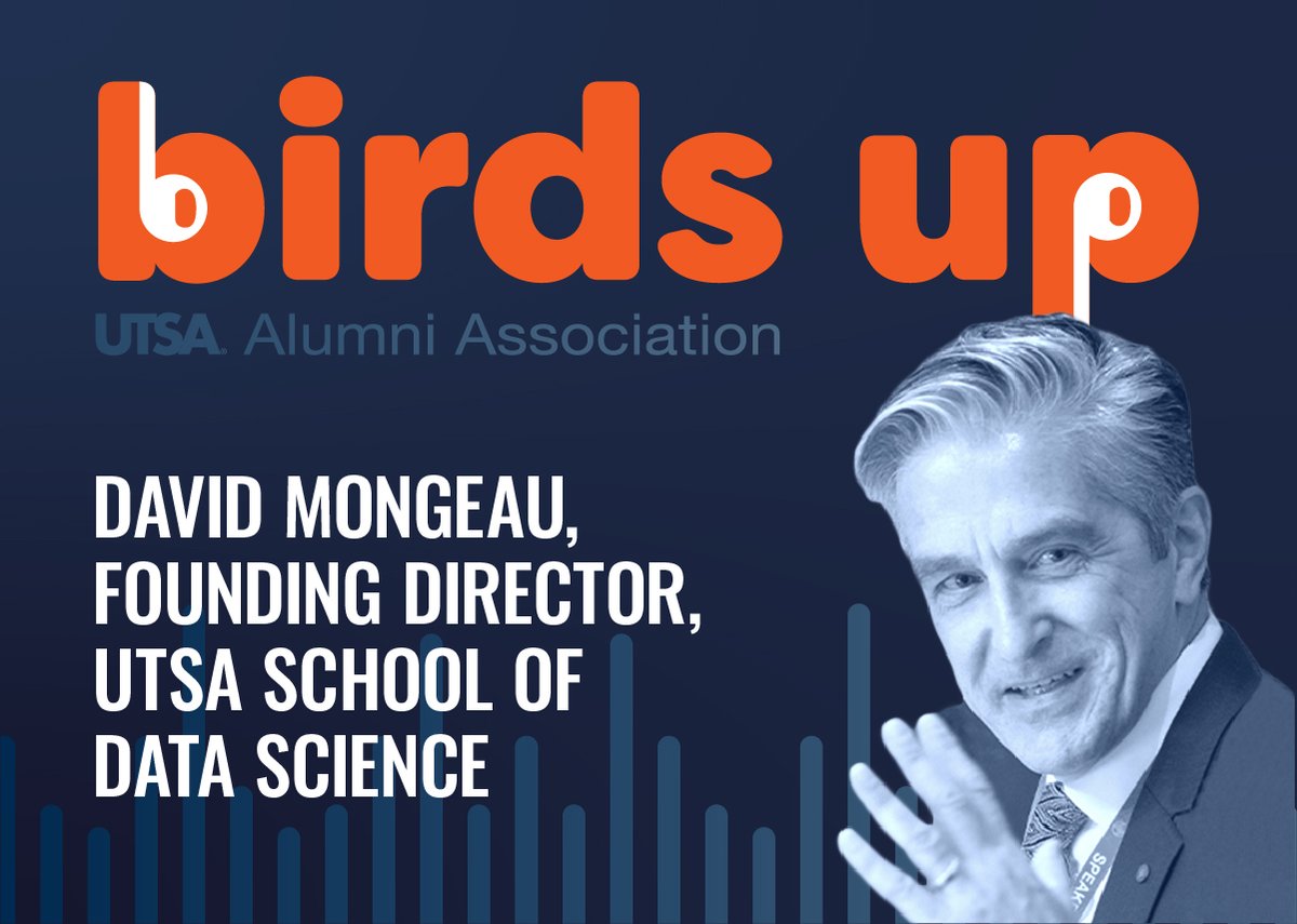 utsacaicc's tweet image. Great listen @UTSAAlumni #BirdsUp podcast featuring our very own David Mongeau @mongeau_1! Learn more about the #UTSA School of Data Science!
Listen here: bit.ly/3iB9lwZ
#SDSData #DataScience #SanAntonio