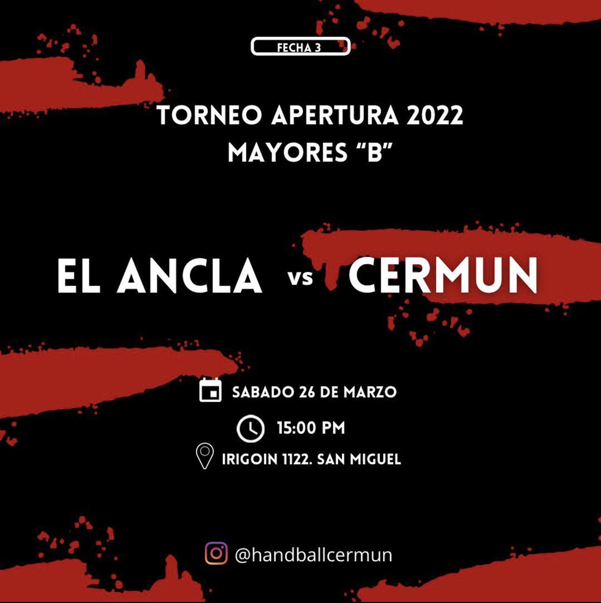 MAYORES “B” Liga de Handball Femenino💥
📆 Sabado 26 de Marzo el equipo de Mayores “B” se enfrenta a <a href="/el/">ELEAGUE_has_moved</a>.ancla_handball  para disputa la tercer fecha de la liga.
📍 Irigoin 1122. San miguel.
🕒 15:00. 
🎥 El partido será transmitido por Twitch (<a href="/juvunidahb/">Juventud Unida HB</a>)

#VamosCermun