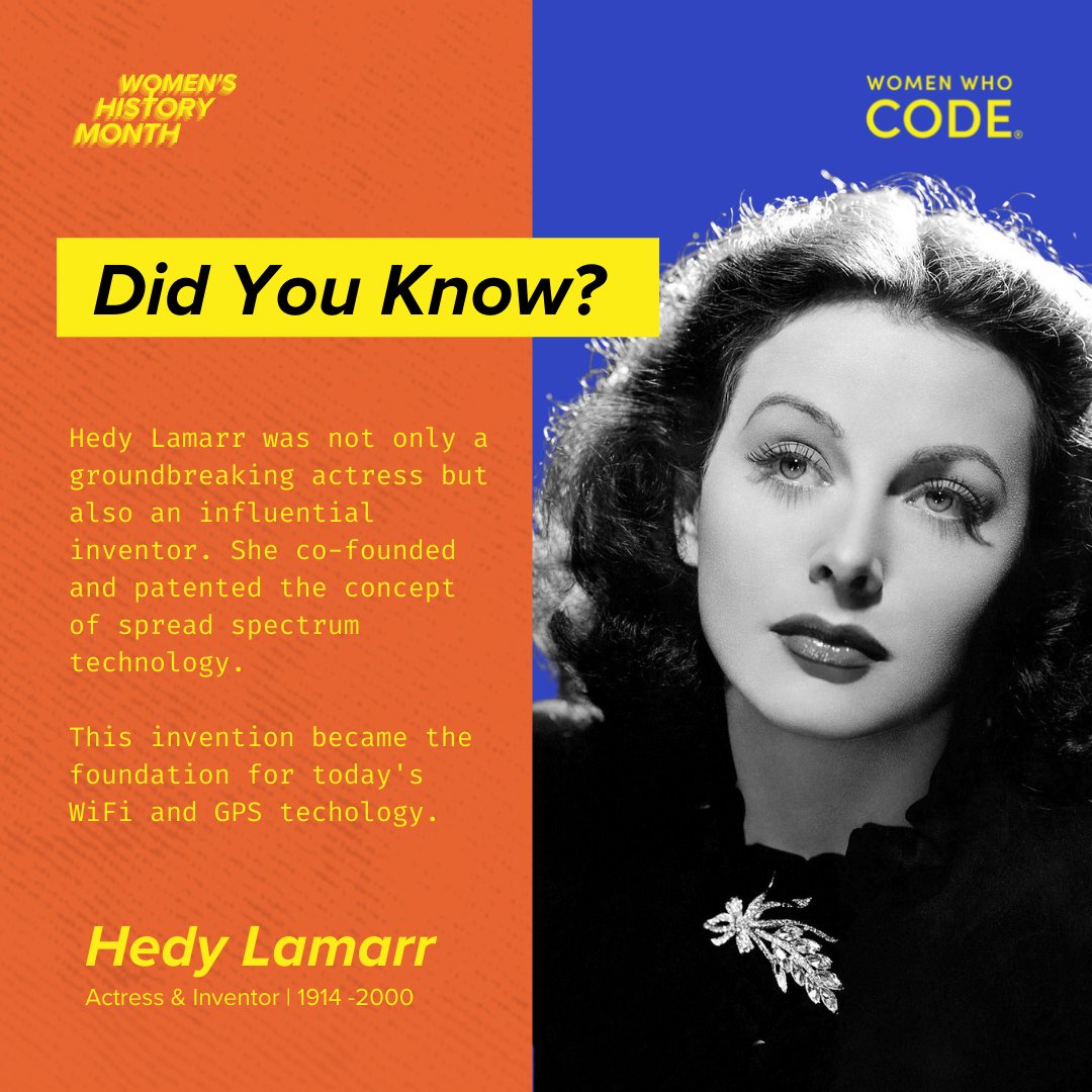 WomenWhoCode's tweet photo. Did you know Sheree Atcheson is a proven data-driven DEI technologist, Hedy Lamarr mesmerized crowds as a performer and invented ground-breaking technology, and 72 women in Australia measured the location of the stars?

#wwcode
#womenwhocode
#womenintech 
#WHM https://t.co/CuhYvVfefs