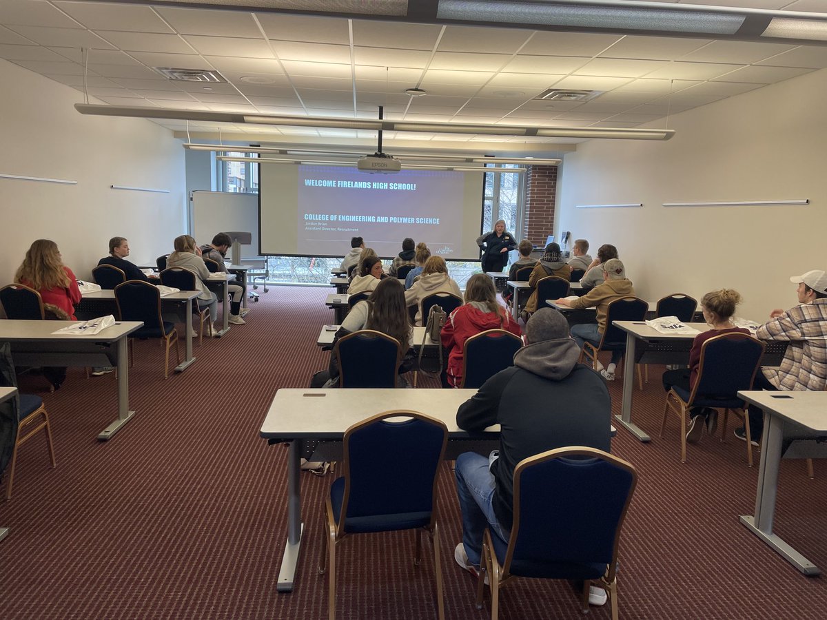 tedbusch's tweet photo. University of Akron College of Engineering and Polymer Science has begun with campus tour and information on what they have to offer. ⁦@MrsKeenerFHS⁩ ⁦@Falcon_update⁩ https://t.co/IvYLnc5066