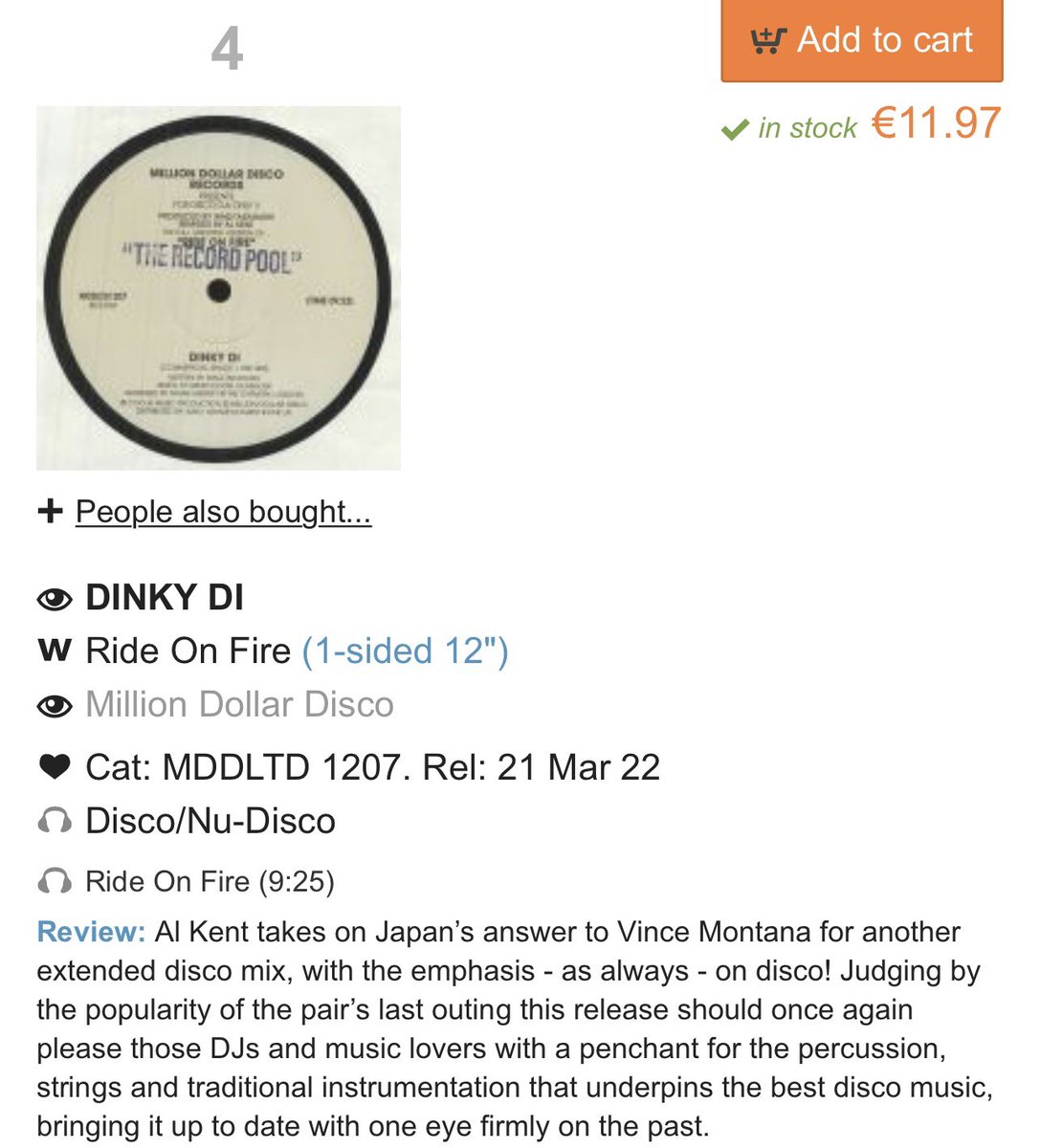 tomovoz's tweet photo. 【Juno Records】Bestsellers
⋆現在✧ディスコ部門2位/総合4位✧感謝⋆
#RideOnFire #DinkyDi #AlKent https://t.co/zCAO29xwhw