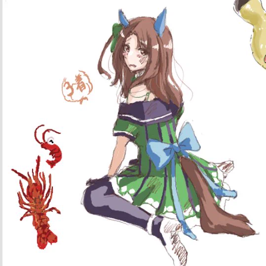 🦐絵チャでキングヘイローを描きました 