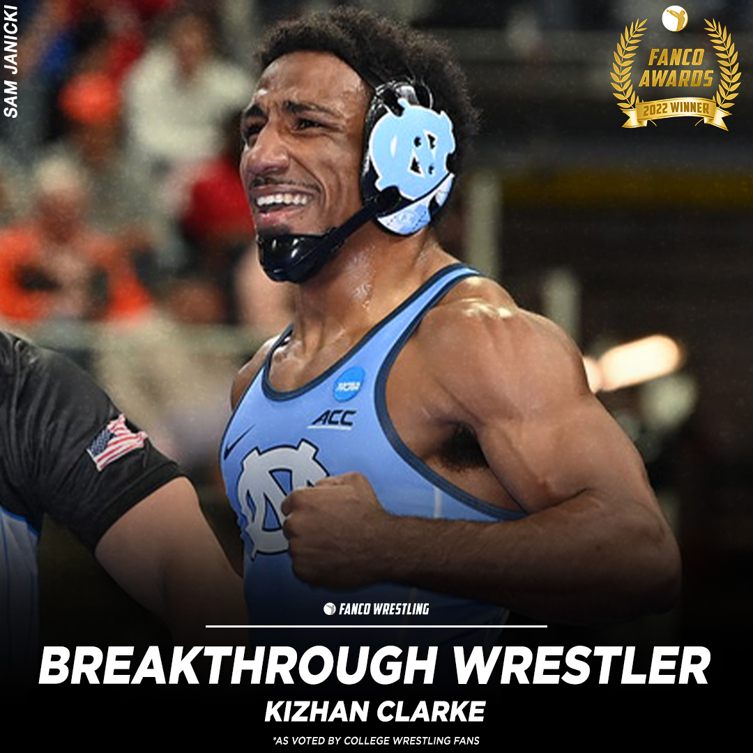 FancoWrestling's tweet photo. Breakthrough Wrestler of the Year:

UNC's @kizhan_clarke went 0-2 at ACCs, received an at-large big to NCAAs, then made the National Finals as the #15 seed.

He upset #2 Jaydin Eierman, #10 Jakob Bergeland, and #6 Cole Matthews to make the finals. https://t.co/ZOXGxJ8G2M
