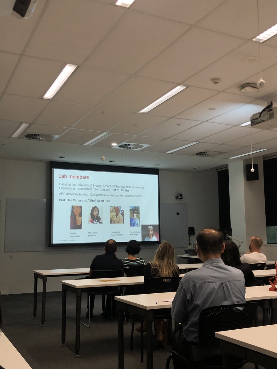 What an exciting event organized by <a href="/Biofilm_SIG/">Biofilm SIG</a> <a href="/HKNVee/">Dr Heema Kumari Nilesh Vyas</a>.  
A nice talk from Prof Mark Willcox (UNSW) about antimicrobial peptide against Pseudomonas biofilm in the contact lenses 
And a big shout out to my supervisor <a href="/AnneMaiPro/">Anne Mai-Prochnow</a> introducing the cold plasma for biofilm removal 👏🏻