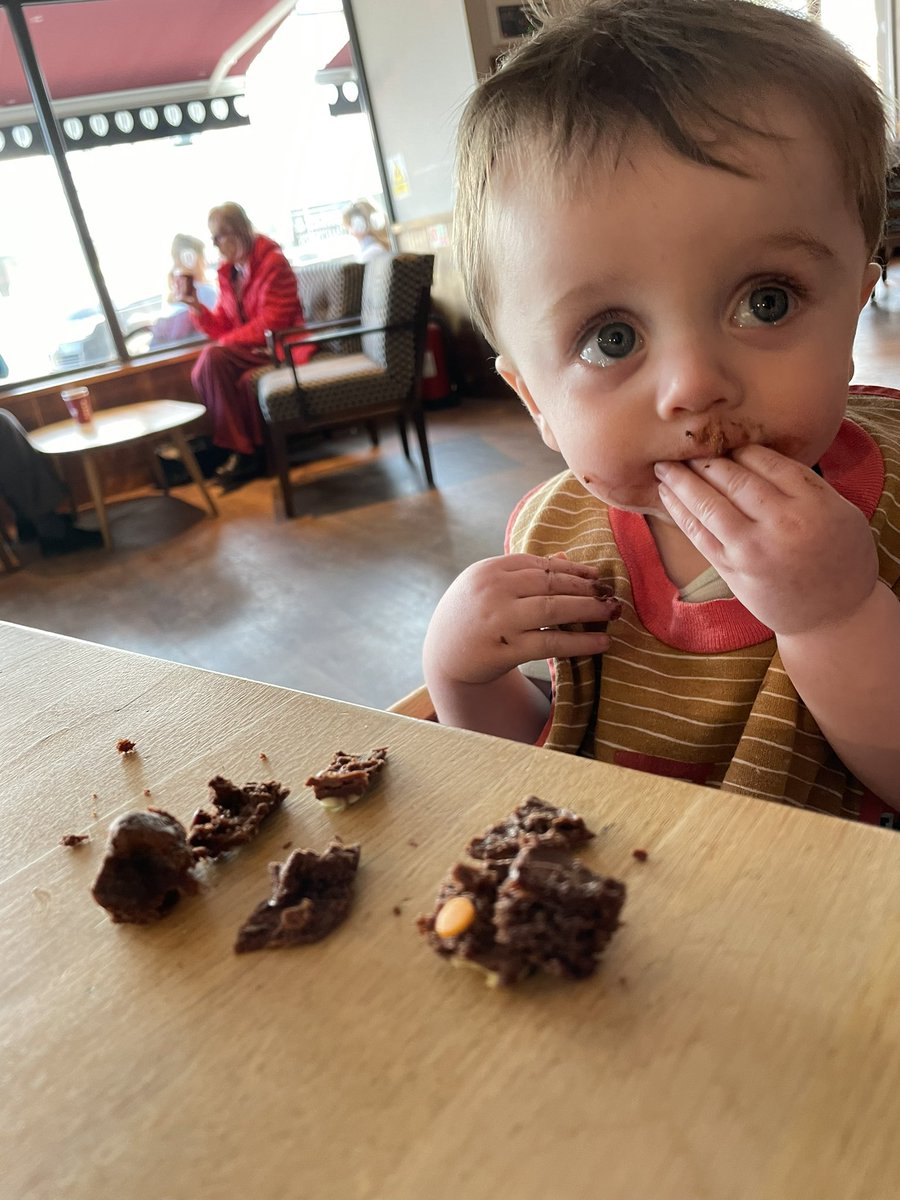 BellaCope's tweet photo. It’s Friday 🎉 so here’s some cute photos of Denny. Yesterday he tried a mini caterpillar cake, he loved it so much he ate it straight off the table. There were a few misses where he just ate the table instead😂 https://t.co/FUDDw0ZZKH