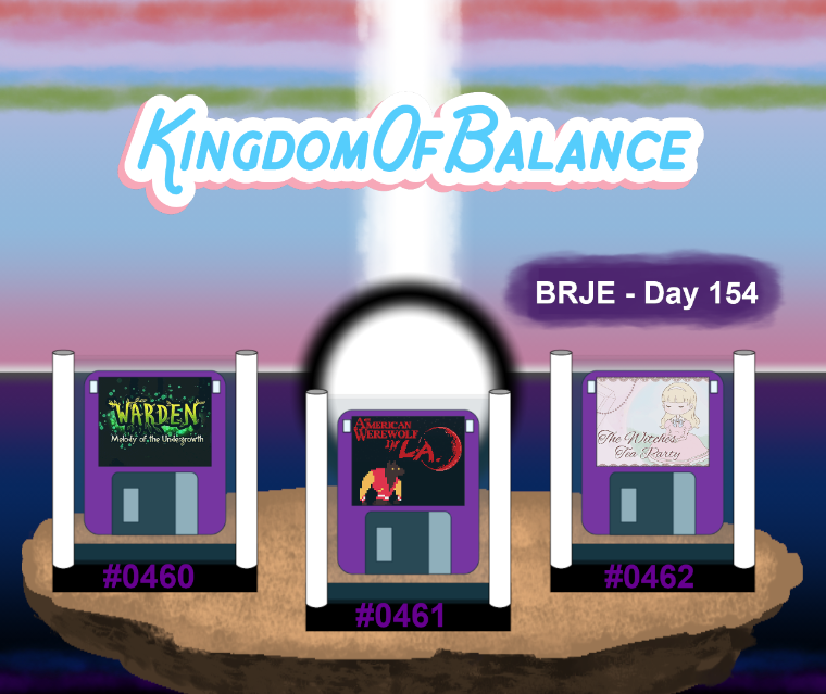 BalanceKingdom's tweet photo. Day 154 - At 6:00 PM PST 25-MAR-2022, we are #streaming 3 #indiegames from the #BRJE of @itchio:
- 0460: #Warden by @cardboardkeep
- 0461: #AmericanWerewolfInLA by @PlayMedusa
- 0462: #TheWitchesTeaParty by @RabbitonGames
https://t.co/U3EZKrc79K
#SmallStreamer #indiewatch https://t.co/lUyiAbXwil