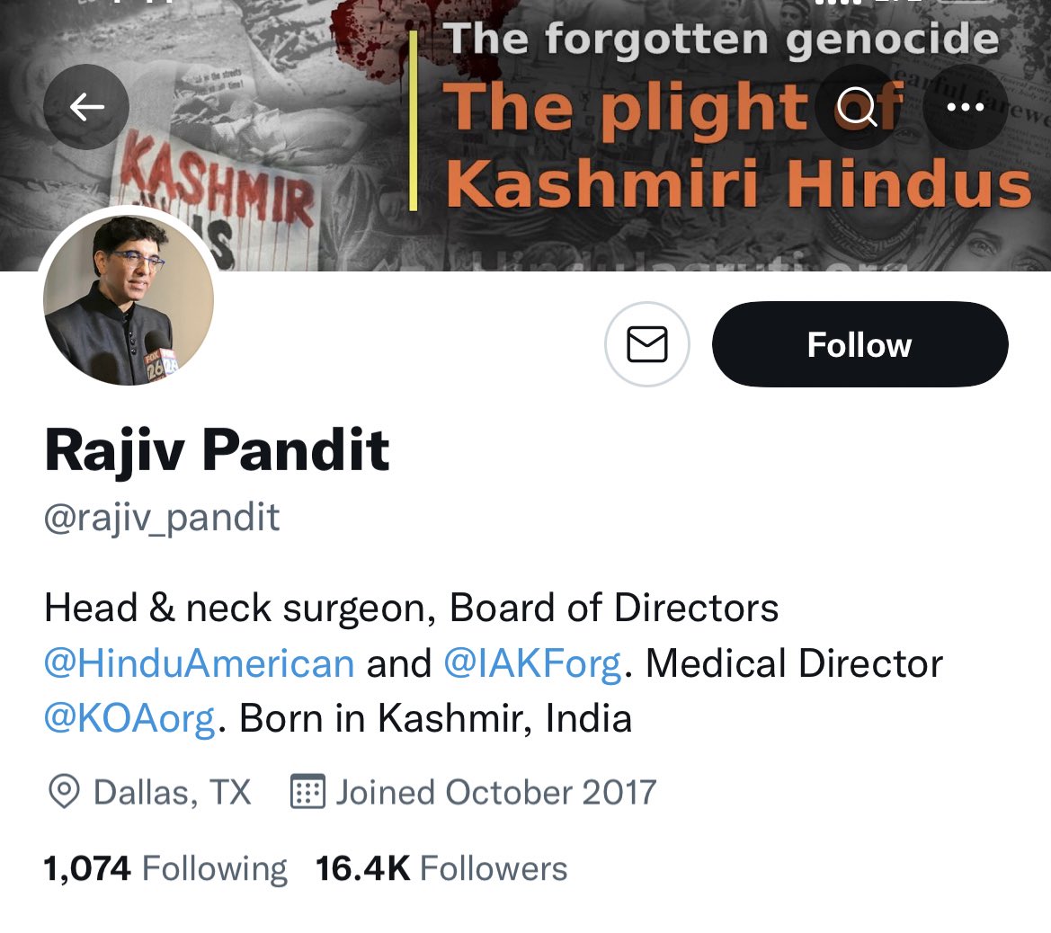 isaifpatel's tweet photo. Meet Dr. Rajiv Pandit, surgeon at Dallas ENT - Head and Neck surgery in Dallas, Texas, USA. He is openly calling for the genocide of Kashmiri Muslims.

Hello @DallasPD @AShawDPD - please take necessary legal action against such anti-social, dangerous hate-mongers. https://t.co/HDB5zhFncg
