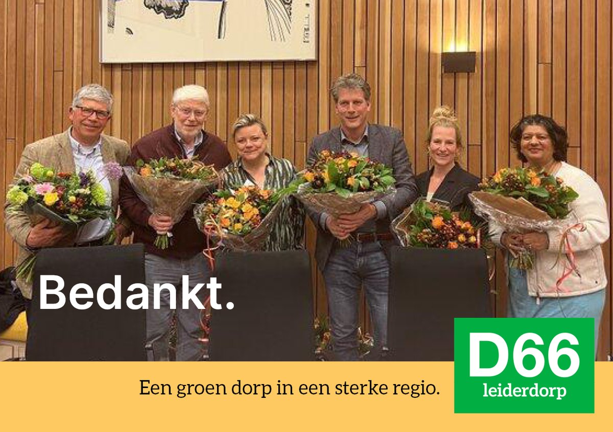 Tijdens de afscheidsraad namen we afscheid van raadslid Joey van Boxsel en wethouder <a href="/rikvwoudenberg/">Rik</a>. Dank voor jullie inzet, Rik succes bij <a href="/D66zuidplas/">D66 Zuidplas</a>. Speciaal dank aan de burgerraadsleden @hesterbarendse en <a href="/RobVisser18/">Rob Visser</a>. Jullie inzet en passie voor het dorp is onbetaalbaar.