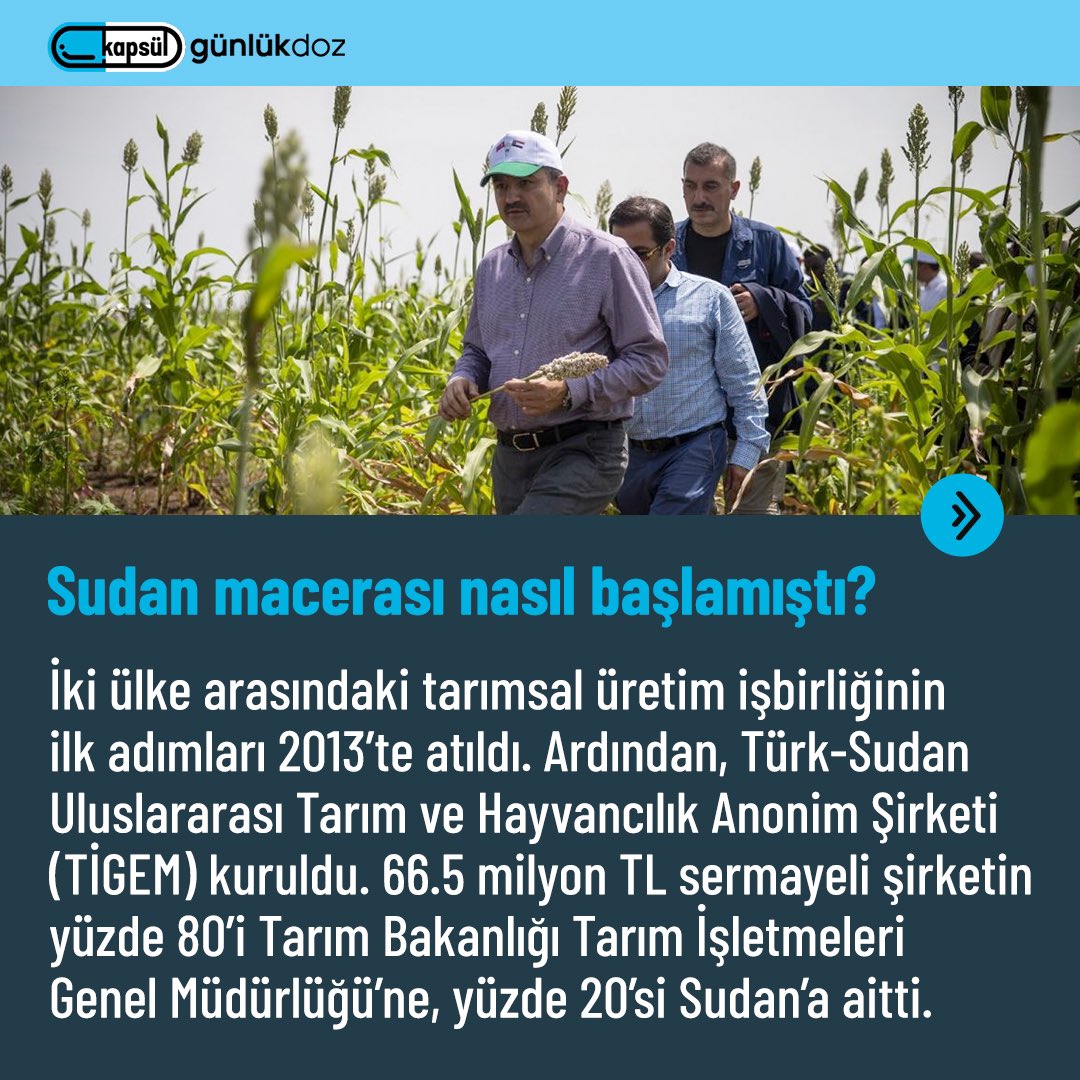 kapsulbulten's tweet photo. Türkiye’nin ‘Sudan’da tarım’ hayali suya düştü. Sudan, anlaşma gereği Türkiye’ye vaat ettiği 780 bin 500 hektar araziyi vermedi. https://t.co/1AMaybVpje