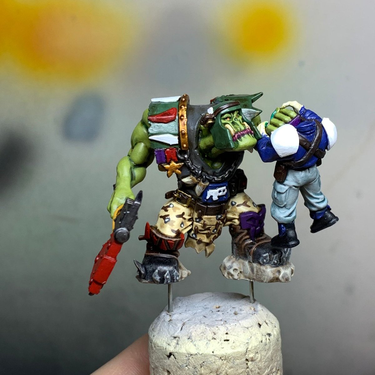 Warbringer11's tweet photo. Been getting my paint on the #Ork #Warboos for my blood axes! Got a fun list planned for a Crusade force and hope to get them on the table in a couple of weeks.

#WarhammerCommunity #WIP #wepaintminis 

Hoping to do @BurwoodChris PDF scheme justice as the unlucky trooper! https://t.co/2j0VV2l3EH