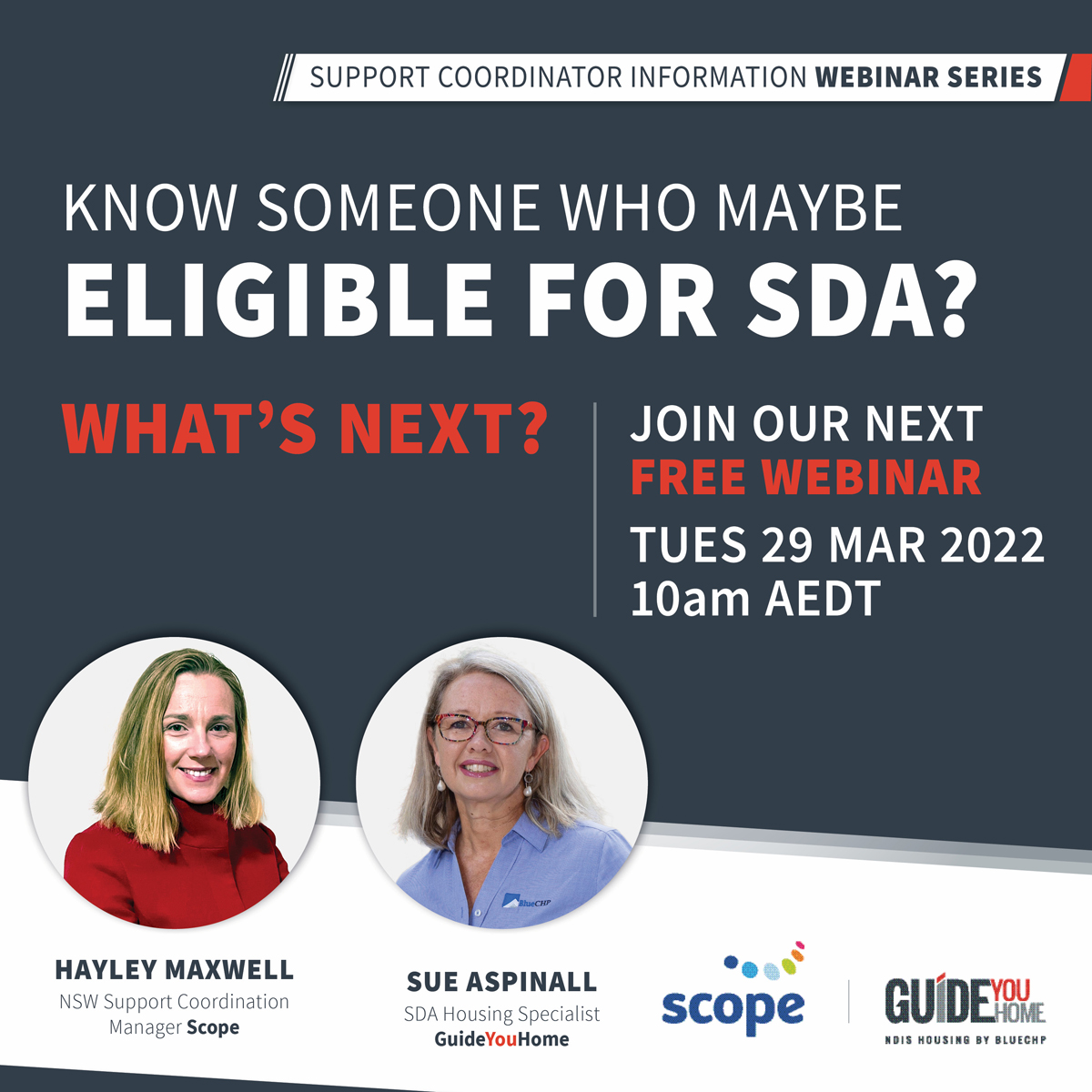 Do you have a participant who could be eligible for SDA. Is this is your first time going through this process?

Join the webinar. It's free to register, and next week (Tuesday): my.demio.com/ref/iJGArInAYC…

#supportcoordinator #NDIS #SDA