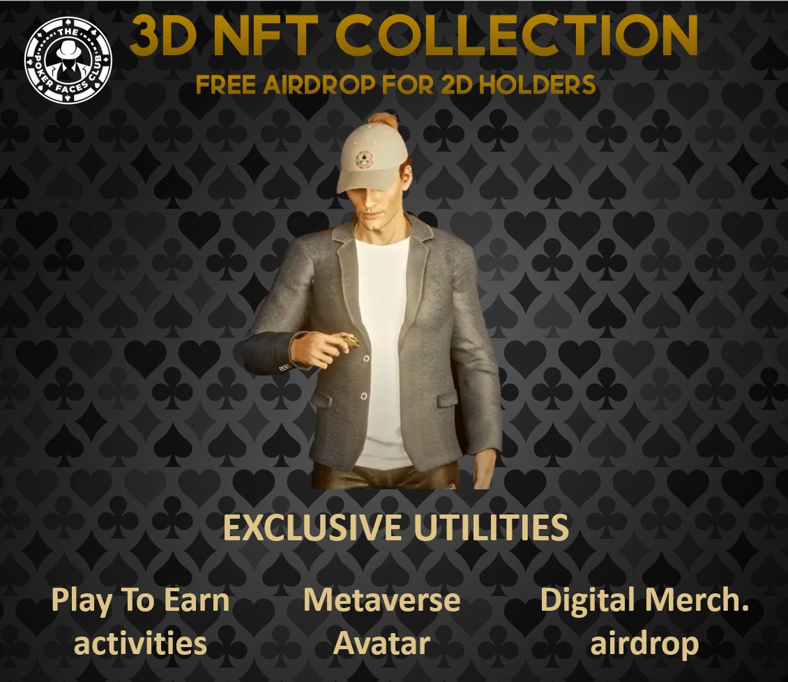 🔥3D NFTs collection 🔥

Our future 3D NFTs will have new exciting #metaverse utilities ⚙️
Free airdrop for every 2D Holders 🪂

More info in our whitepaper👇
thepokerfaces.club/assets/lightpa…

#3DNFT #NFT #NFTcollection #NFTdrop