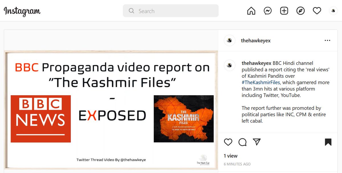 BBC Propaganda Exposed video is now being posted at Instagram too.

Pls join me on Insta and share the video.

#TheKashmirFiles

instagram.com/thehawkeyex/
instagram.com/tv/Cbhez62gU_T…