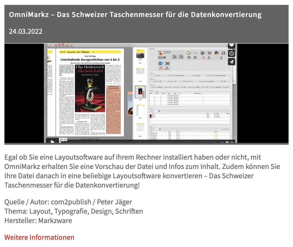 Markzware_DE's tweet image. OmniMarkz von @Markzware – Das Schweizer Taschenmesser für die Datenkonvertierung! 
hilfdirselbst.org/aktuell_folge.… 

Quelle: #Com2Publish !
Cc @KursivSoftware 

--- #Layoutsoftware #konvertieren #Datenkonvertierung ---