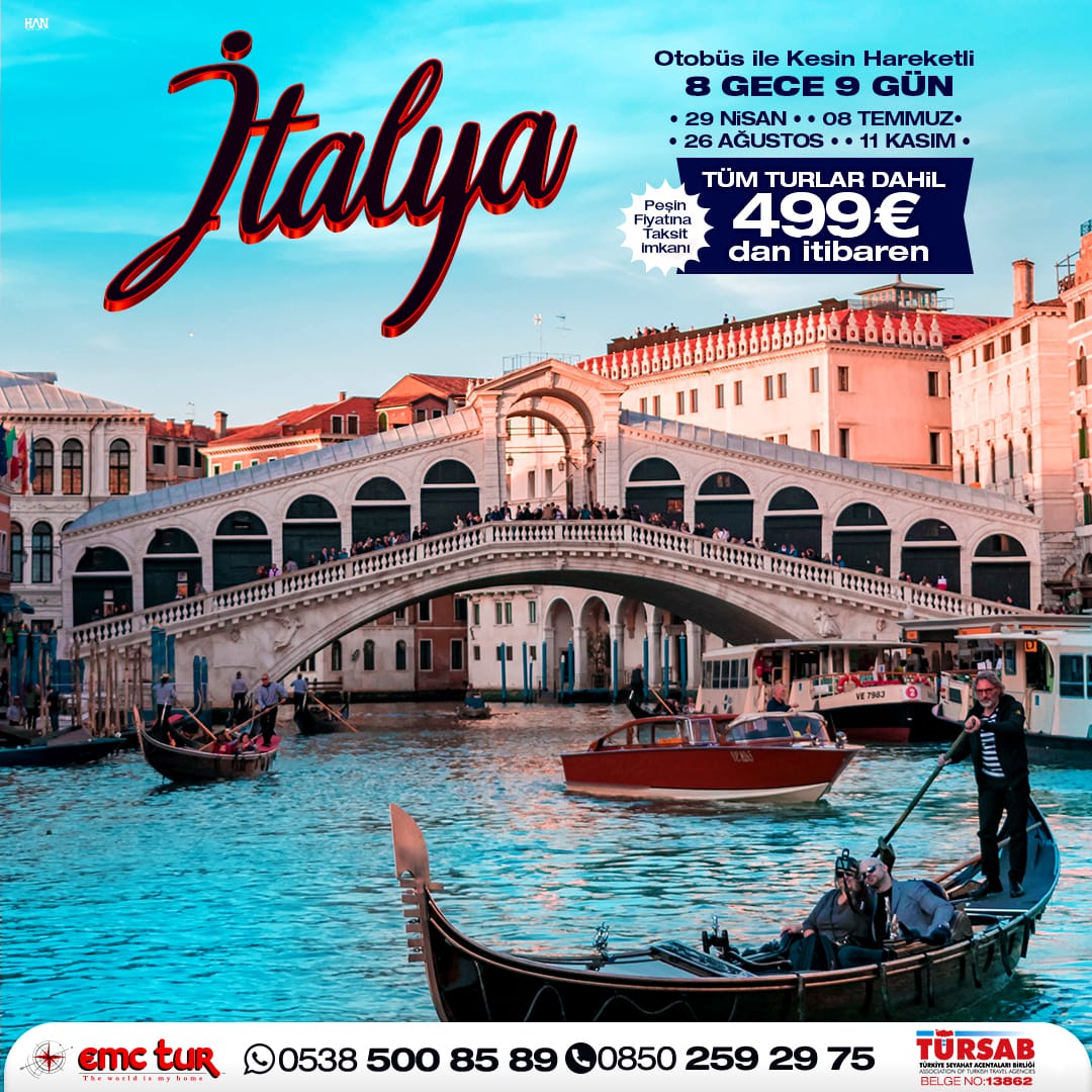 emc_tur's tweet photo. 💥Ekstra tur yok! Her şey dahil Büyük İtalya Turu!
💥Toscana – Pisa, Siena, Pompei, Alberobello, Verona, Milano, Işıklar altında Roma turu dahil!

Kesin kalkış tarihleri:
🗓29 Nisan
🗓8 Temmuz
🗓9 Temmuz
🗓26 Ağustos
🗓11 Kasım https://t.co/m9Xz57ELKF