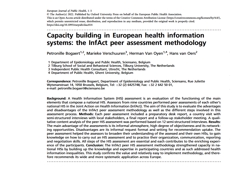 InfAct (@ja_infact) on Twitter photo 🚨New InfAct paper published!
📄"Capacity building in European health information
systems: the InfAct peer assessment methodology."
👉academic.oup.com/eurpub/advance…
<a href="/PetronilleBo/">Petronille Bogaert</a> <a href="/hvanoyen/">Herman Van Oyen</a> 🚨New InfAct paper published!
📄"Capacity building in European health information
systems: the InfAct peer assessment methodology."
👉academic.oup.com/eurpub/advance…
<a href="/PetronilleBo/">Petronille Bogaert</a> <a href="/hvanoyen/">Herman Van Oyen</a>