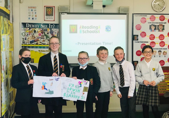 Our winners from today's 'Why We Should Read' #braidhurstreadingschool transition visit alongside our S1 literacy ambassadors. Every group gave it their all with the posters and presentations. Thank you to each young person who participated. <a href="/LadywellPrimary/">Ladywell Primary School</a>