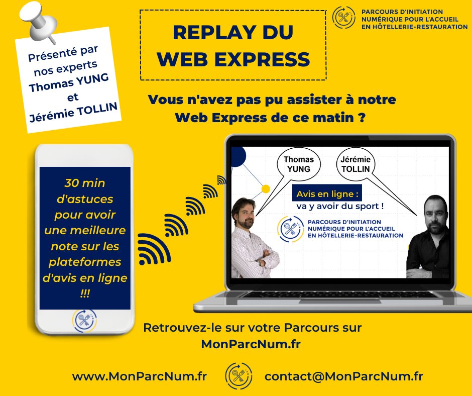 Replay : Vous n'avez pas pu assister à notre Web Express ce matin ? 
Retrouvez-le sur MonparcNum.fr 🌐
@GNI_CHR - <a href="/artiref/">Thomas Yung</a> - @AFMR_Officiel