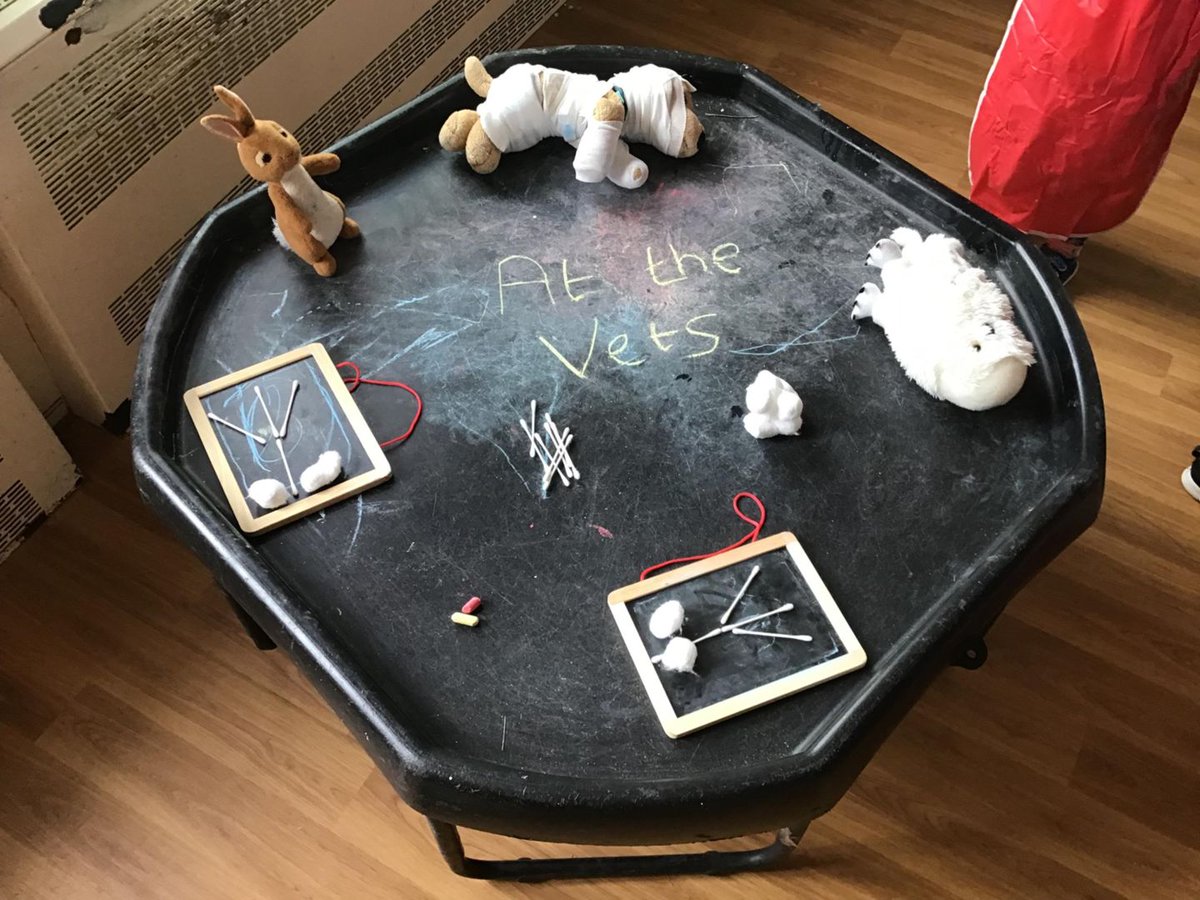 SpringNursery's tweet photo. Inventors have focused on vets. The children were caring for a poorly dog at the vets and looked at X-rays to talk about bones.They really enjoyed exploring a new light box with different neon objects.For stem week the children used an electric fox to maneuver along a track. https://t.co/11vc9K5gqK